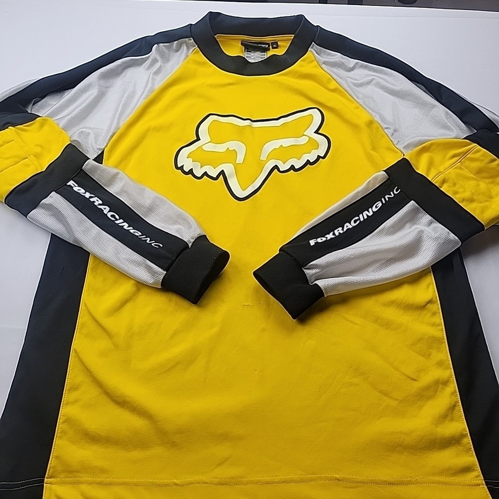 Fox Racing Vintage 90's Y2K Yellow Racing Jersey Men's XL - Picture 4 of 11